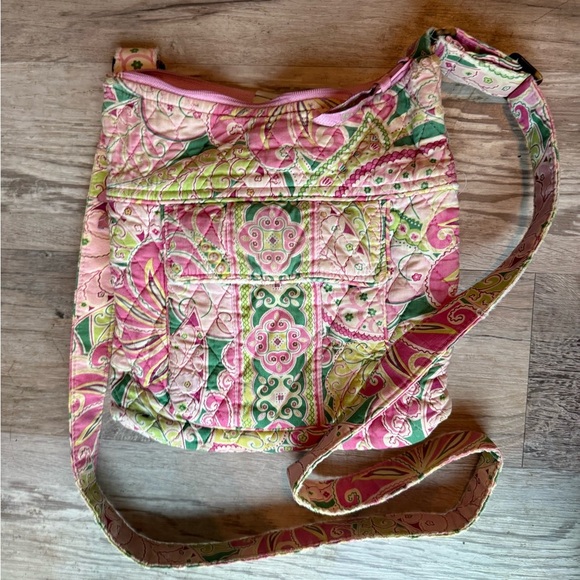 Vera Bradley Handbags - Vera Bradley Vintage Pinwheel Pink Hipster Crossbody Shoulder Bag Purse Retired
